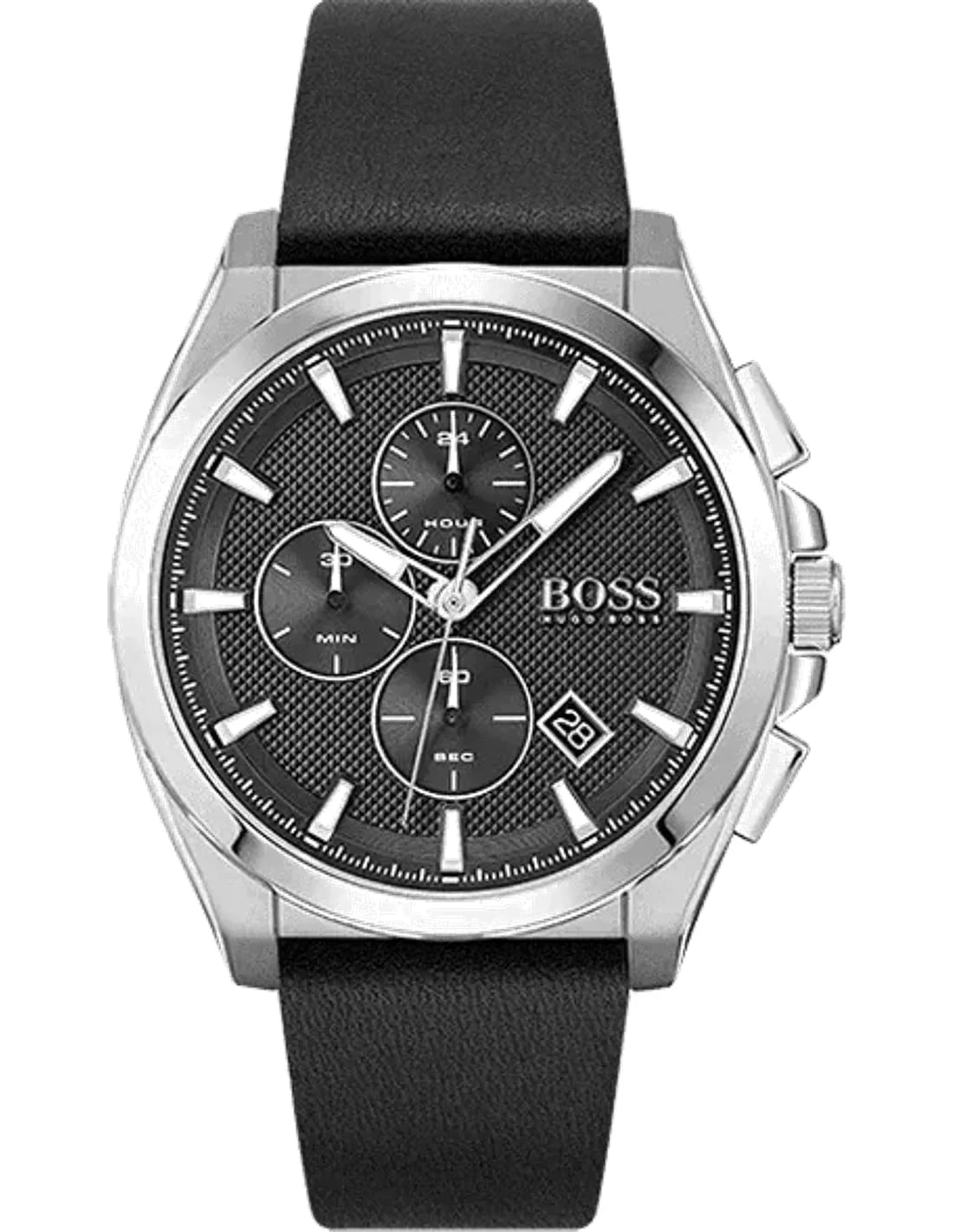 Montre Hugo Boss 1513881 homme cadran noir bracelet cuir