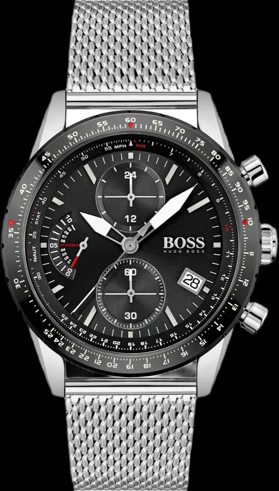 Montre Hugo Boss 1513886 homme chronographe cadran noir acier