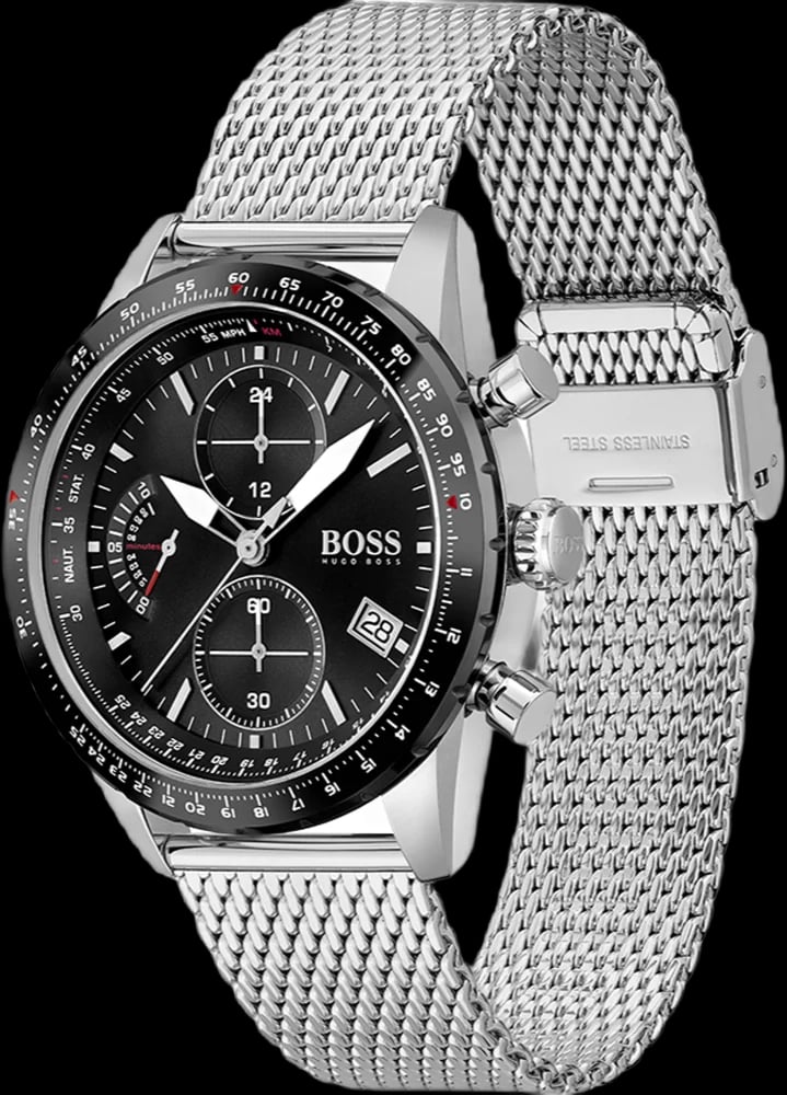 Hugo Boss Pilot 1513886 profil bracelet acier boucle déployante