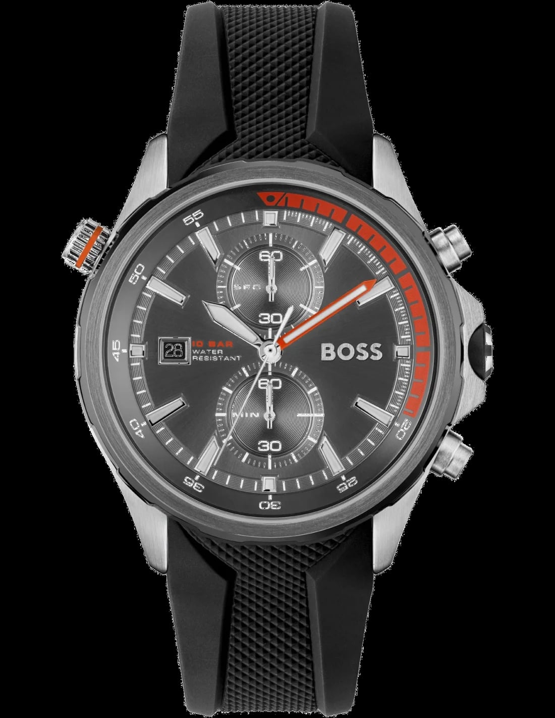 Montre Hugo Boss 1513931 homme cadran noir bracelet caoutchouc / silicone