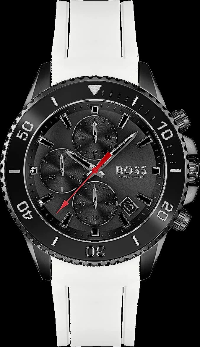 Montre Hugo Boss 1513966 homme cadran noir bracelet caoutchouc / silicone
