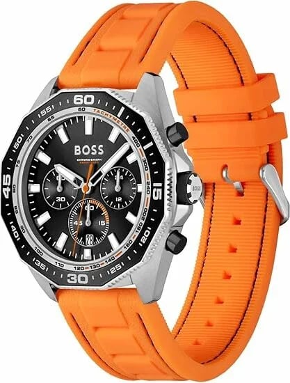 Montre Hugo Boss Energy 1513970 bracelet silicone orange sport vue profil