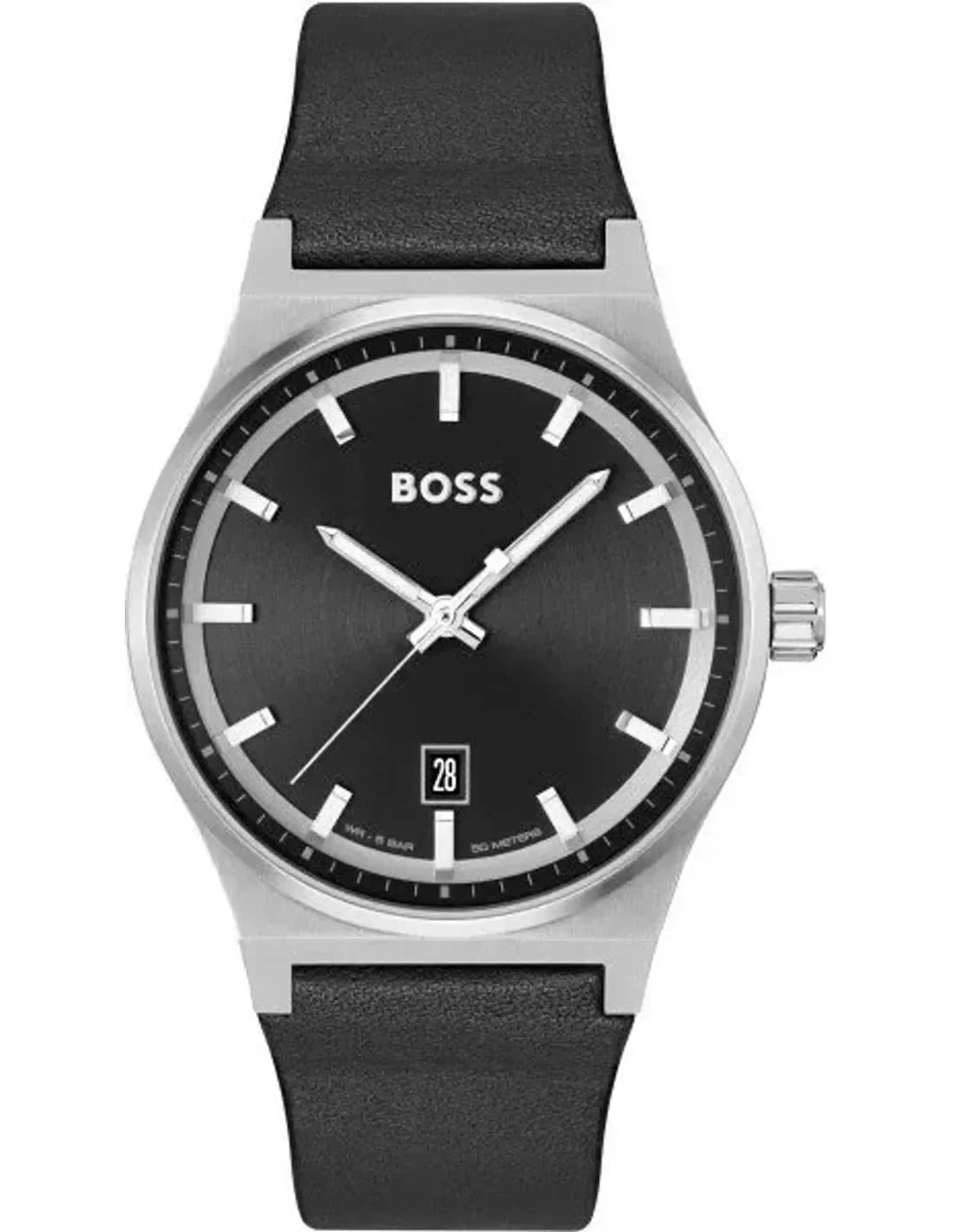 Montre Hugo Boss 1514075 homme cadran noir bracelet cuir