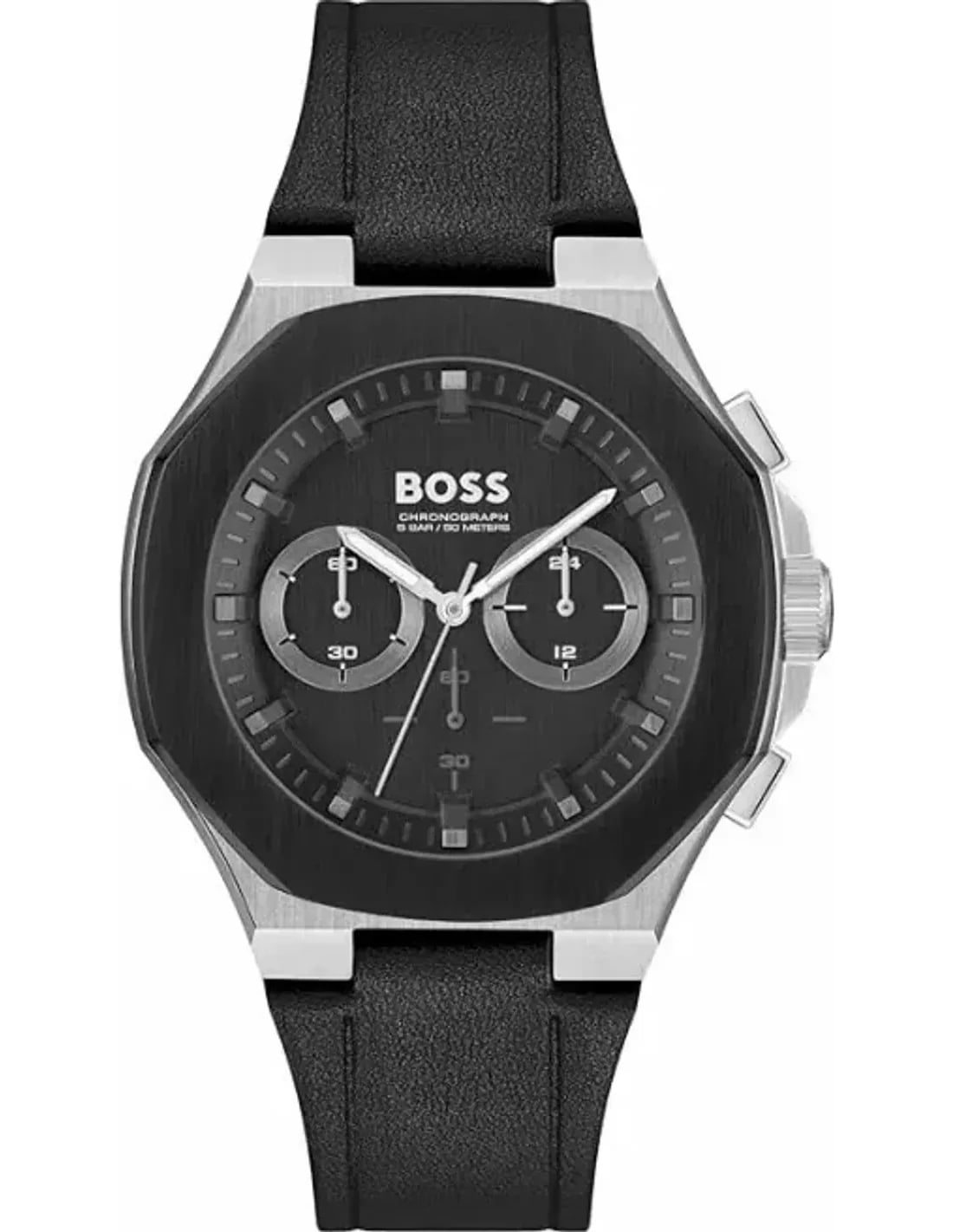 Montre Hugo Boss 1514085 homme cadran noir bracelet cuir