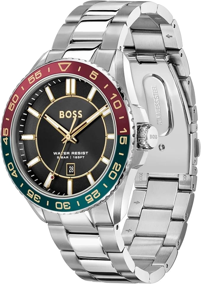 Montre Homme Hugo Boss Runner 3H 1514210 argentée bracelet maillons acier vue 2