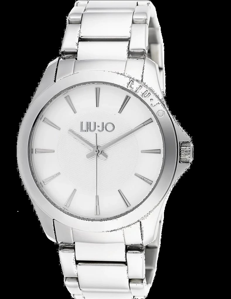 Montre Liu Jo Luxury TLJ811 au cadran argent sunburst, index bâtons et logo noir à 12h, style élégant sport chic