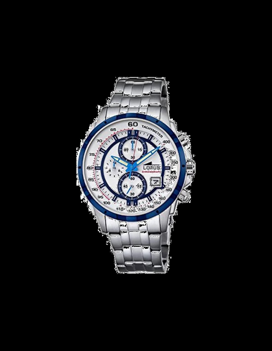 Montre Lotus L10130/2 cadran argenté soleillé, aiguilles luminescentes, guichet date à 4h30, style sport-chic