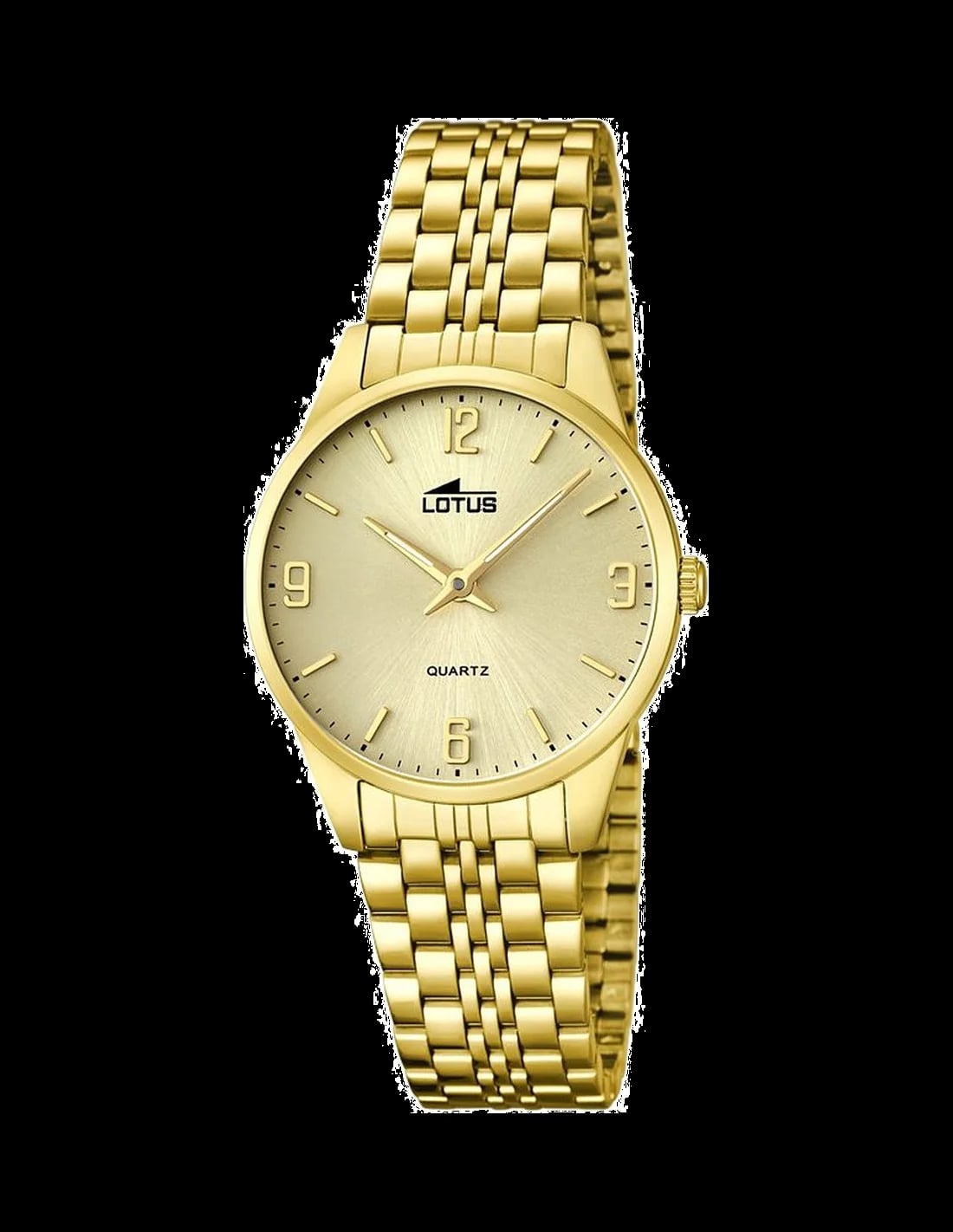 Montre Lotus L15886/3 cadran blanc nacré, index dorés, aiguilles fines, style élégant et décontracté