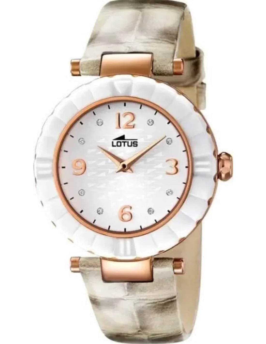 Montre Lotus L15912/2 cadran blanc avec index bâtons et chiffres romains, aiguilles bleues