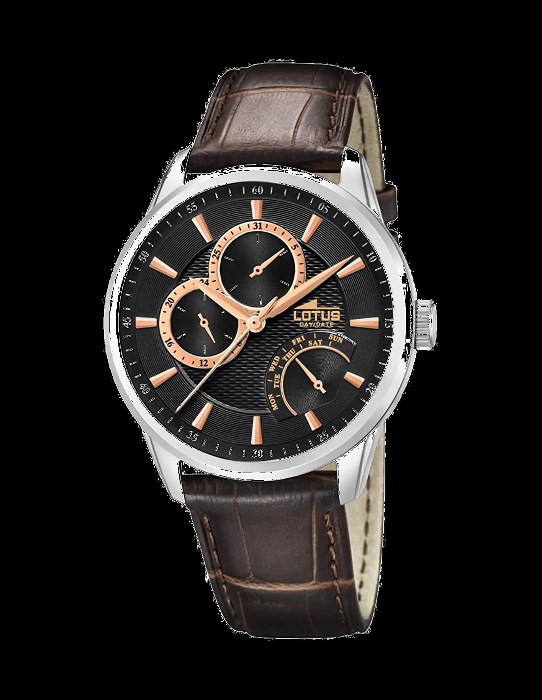 Montre Lotus L15974/9 cadran brun soleil, aiguilles dorées, style classique décontracté