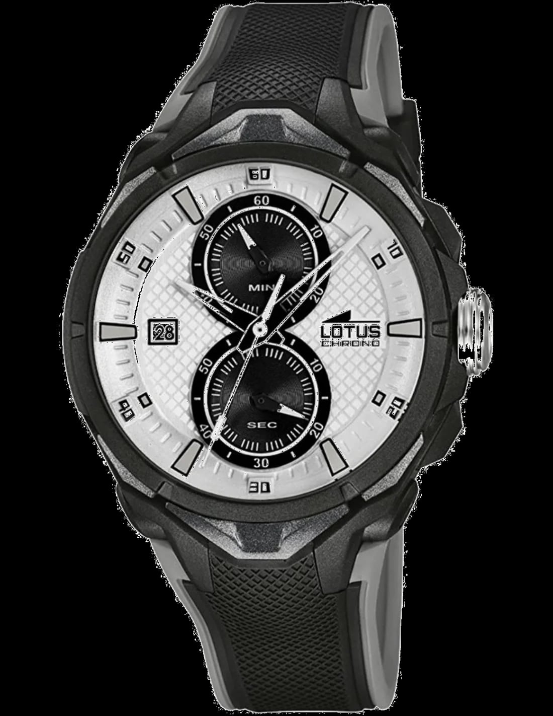 Montre Lotus L18107/1 noire boîtier acier cadran noir index blancs style sport chic