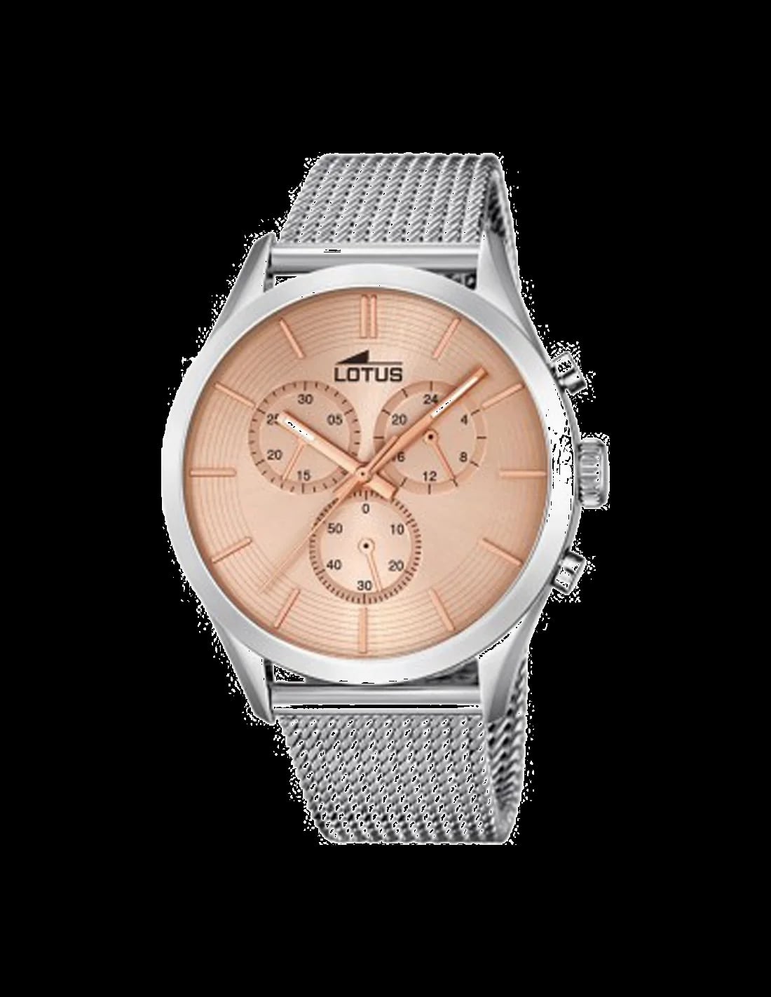 Montre Lotus L18117/3 au cadran argenté soleillé, aiguilles facettées et index bâtons pour un style classique et épuré