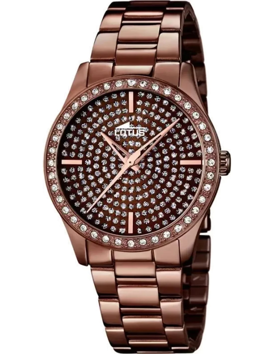 Montre Lotus L18137/1 cadran chocolat soleil avec index bâtons et aiguilles dorées, style chic et tendance