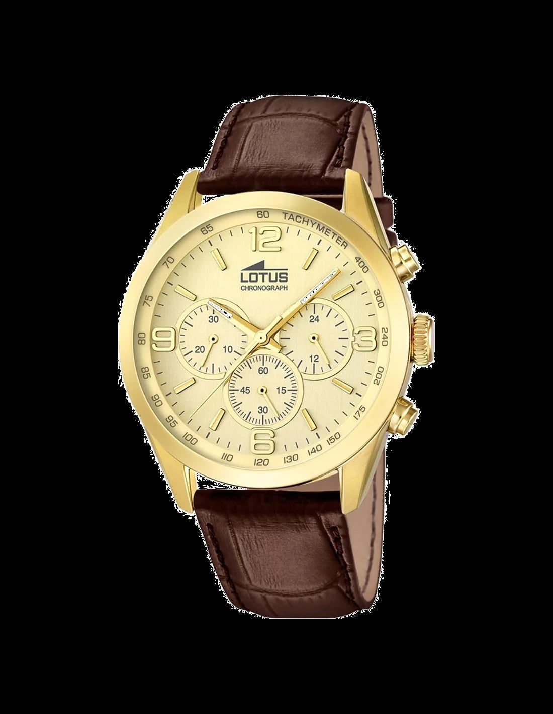 Montre Lotus L18156/2 avec cadran marron soleillé et aiguilles argentées, style minimaliste élégant