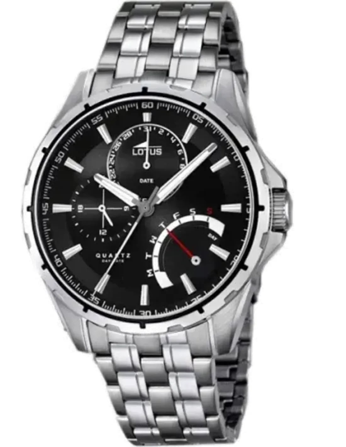 Montre Lotus L18203/2 cadran argent brossé soleillé, index appliqués, aiguilles dauphine, style smart casual polyvalent