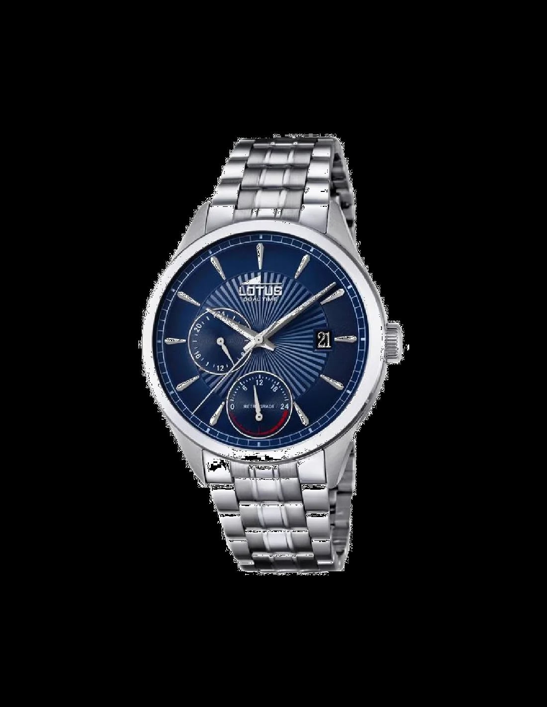 Montre Lotus L18213/7 cadran bleu soleil, aiguilles argentées et index bâtons, style sport élégant