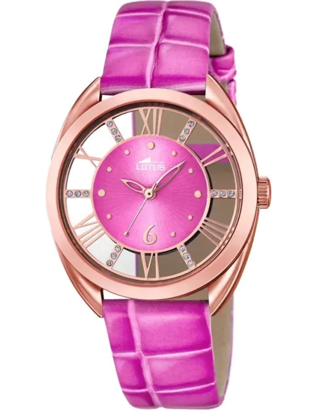 Montre Lotus L18226/1 cadran rose soleil, aiguilles dorées, index bâtons, style chic et tendance