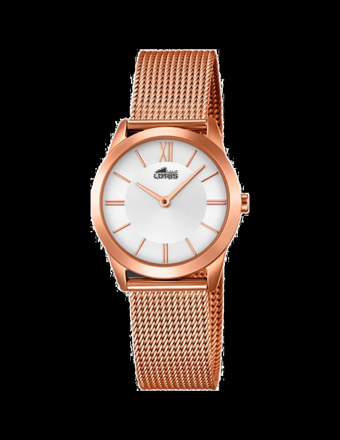 Montre Lotus L18293/1 au cadran or rose soleil, aiguilles fines et index baguette, style chic et moderne