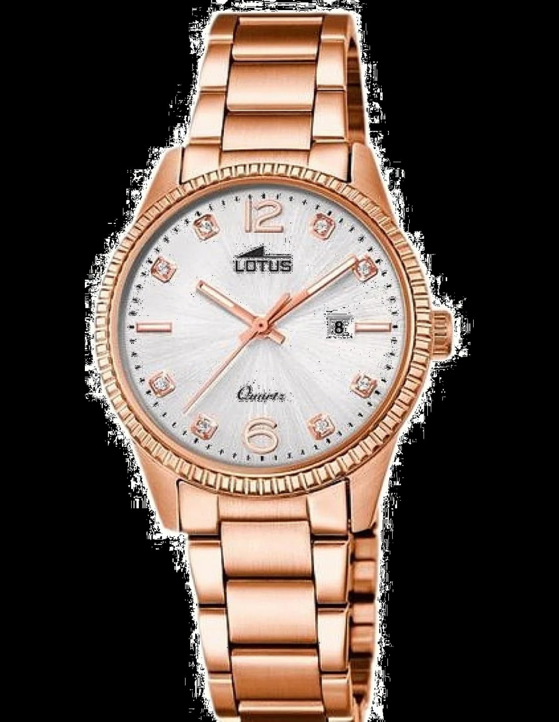 Montre Lotus L18303/3 cadran blanc guilloché avec index or rose, style élégant et minimaliste