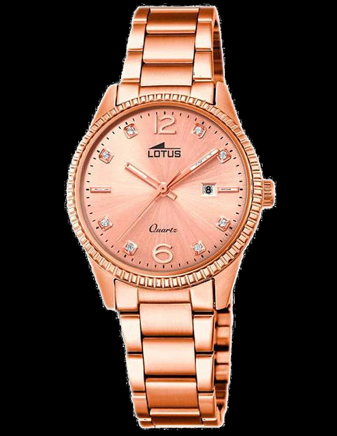 Montre Lotus L18303/4 cadran blanc texturé, index dorés et aiguilles bâton, style chic et minimaliste