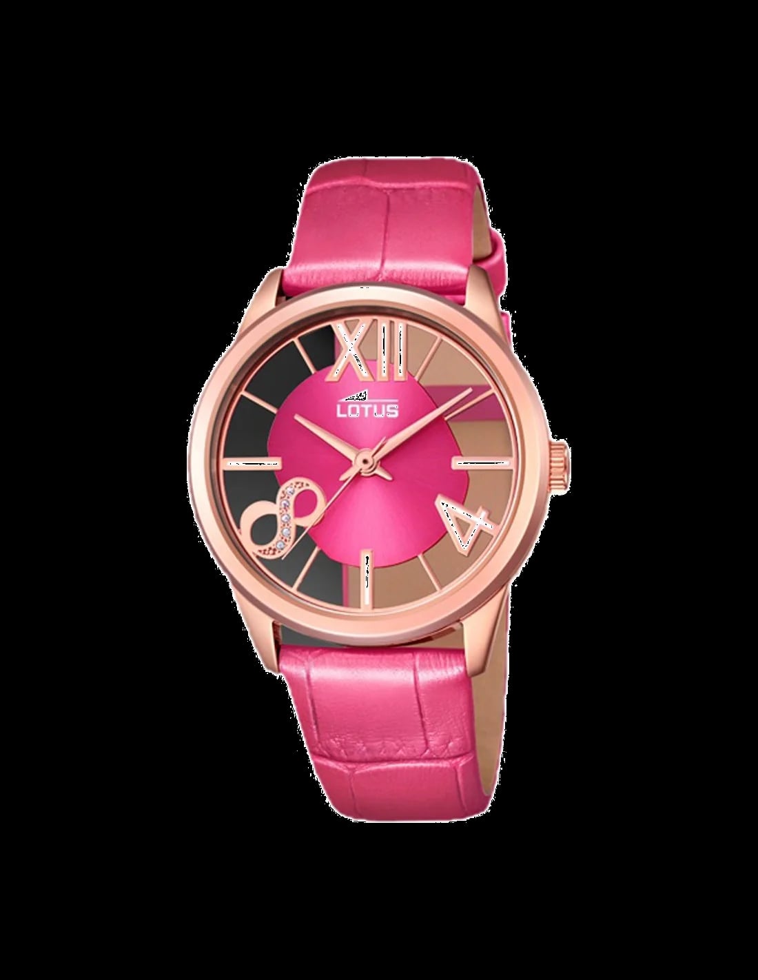 Montre Lotus L18306/2 cadran rose fumé avec index bâtons et aiguilles argentées, style tendance et féminin