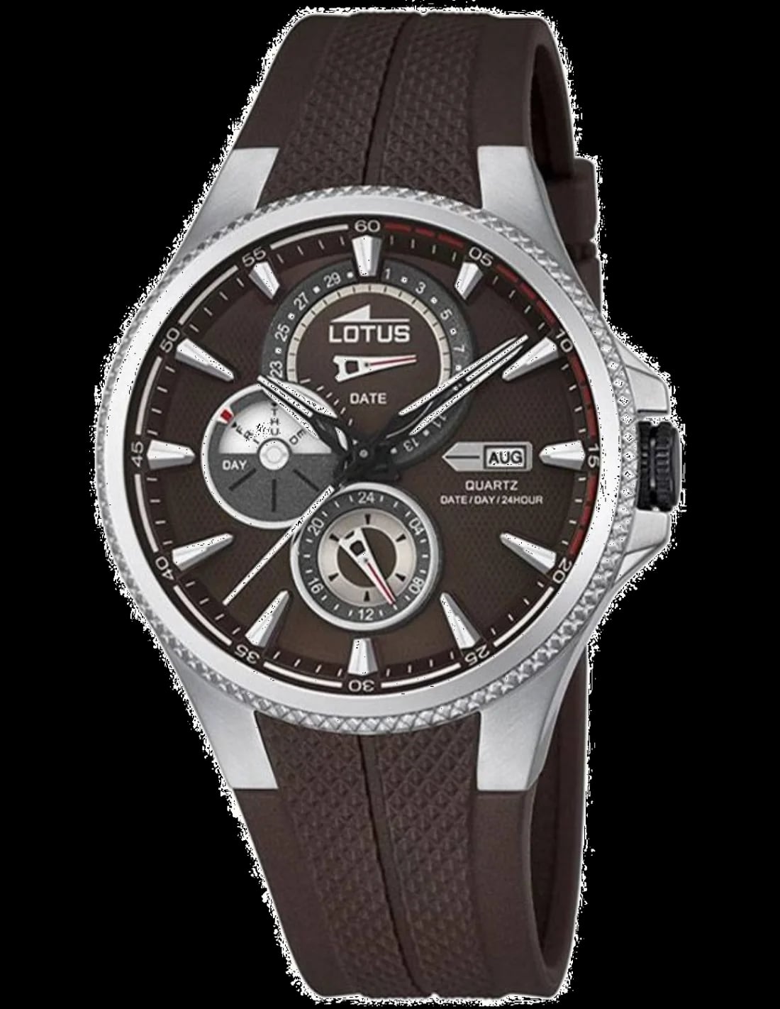 Montre Lotus L18318/3 cadran marron soleillé, aiguilles argentées, index bâtons, style habillé décontracté
