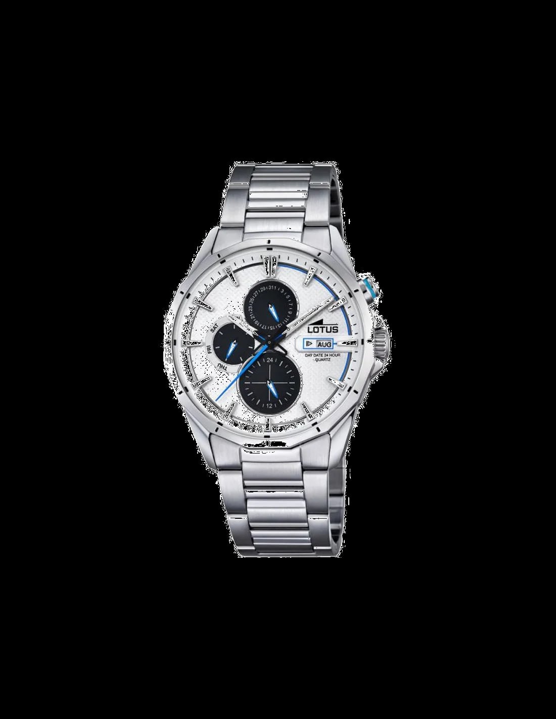 Montre Lotus L18319/1 argent cadran blanc soleillé aiguilles bleues style classique moderne