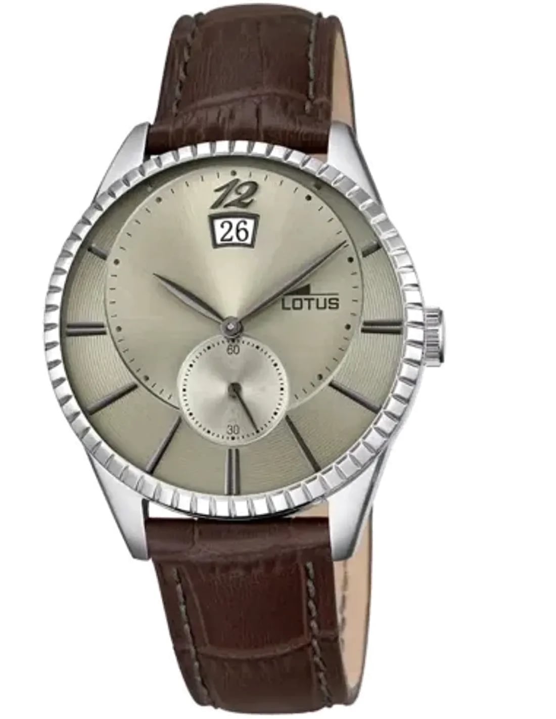 Montre Lotus L18322/2 avec cadran marron soleil, aiguilles argentées et index bâtons, style classique décontracté