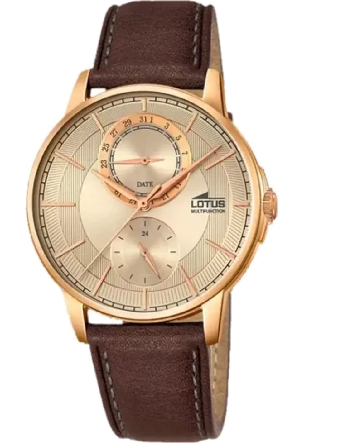 Montre Lotus L18324/2 au cadran marron soleillé, aiguilles argentées et index bâtons pour un look classique décontracté