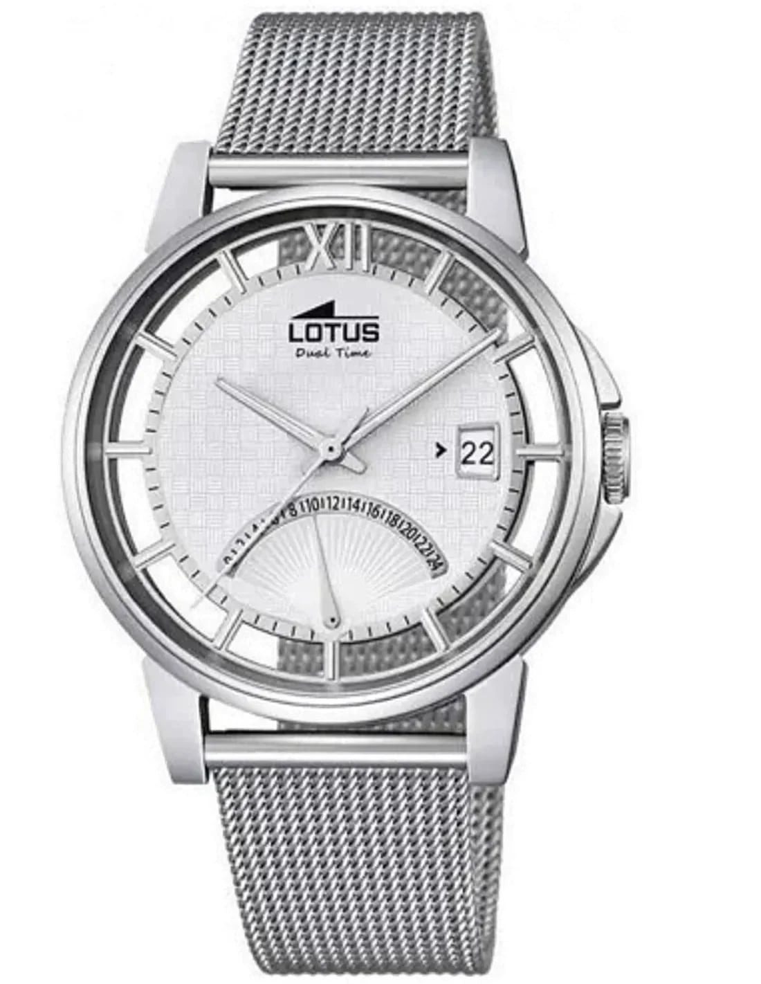 Montre Lotus L18326/1 argent cadran soleil gris acier index bâtons aiguilles luminescentes style classique sport