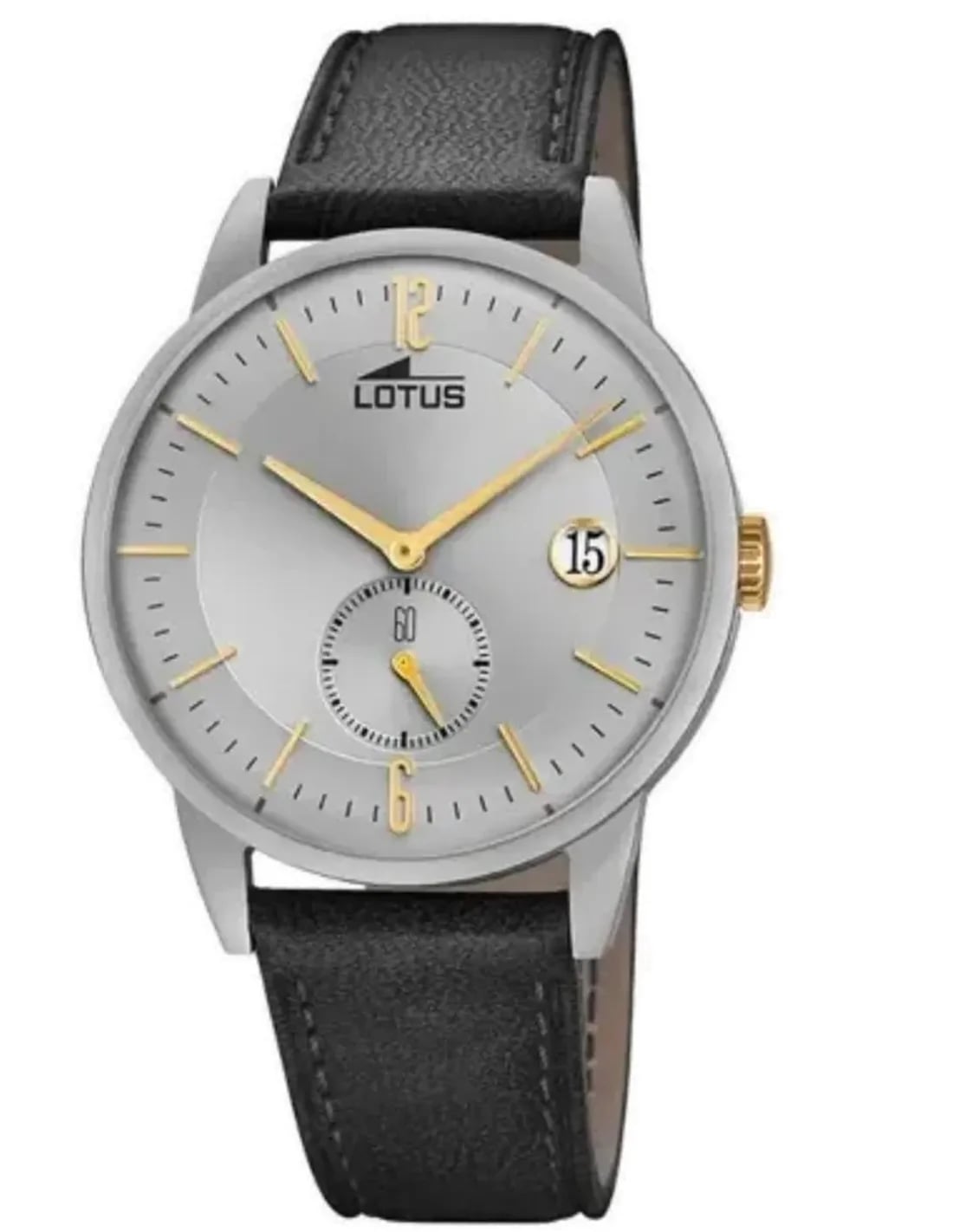 Montre Lotus L18361/1 noir cadran soleillé, aiguilles argentées, index bâtons, look sport chic