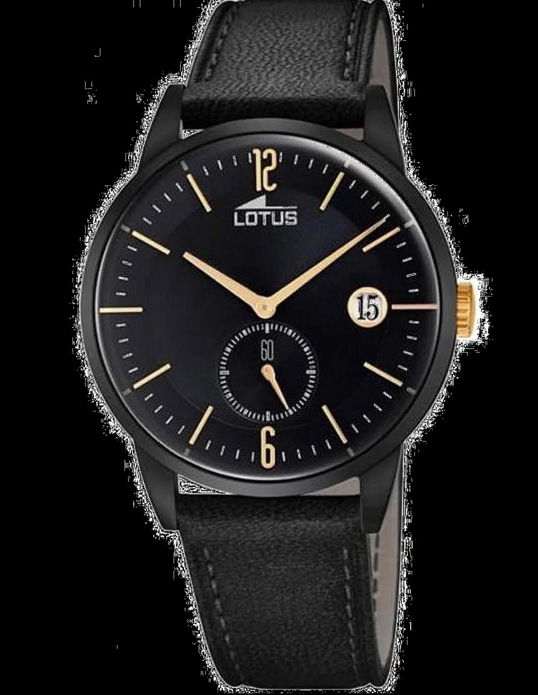 Montre Lotus L18364/1 avec cadran noir mat, index lumineux et aiguilles blanches, style sport chic