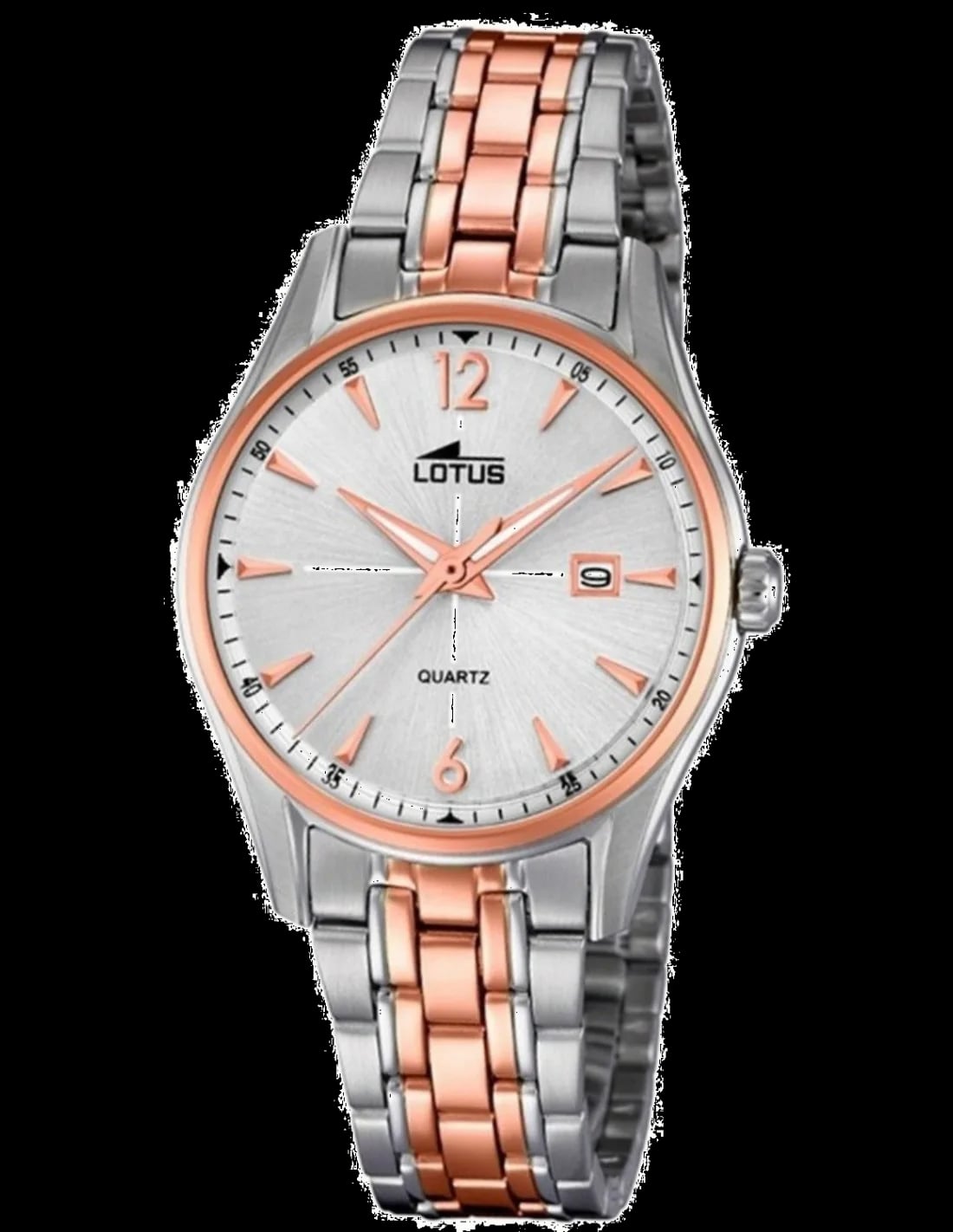 Montre Lotus L18378/2 cadran or rose soleil avec aiguilles et index dorés, style élégant et moderne