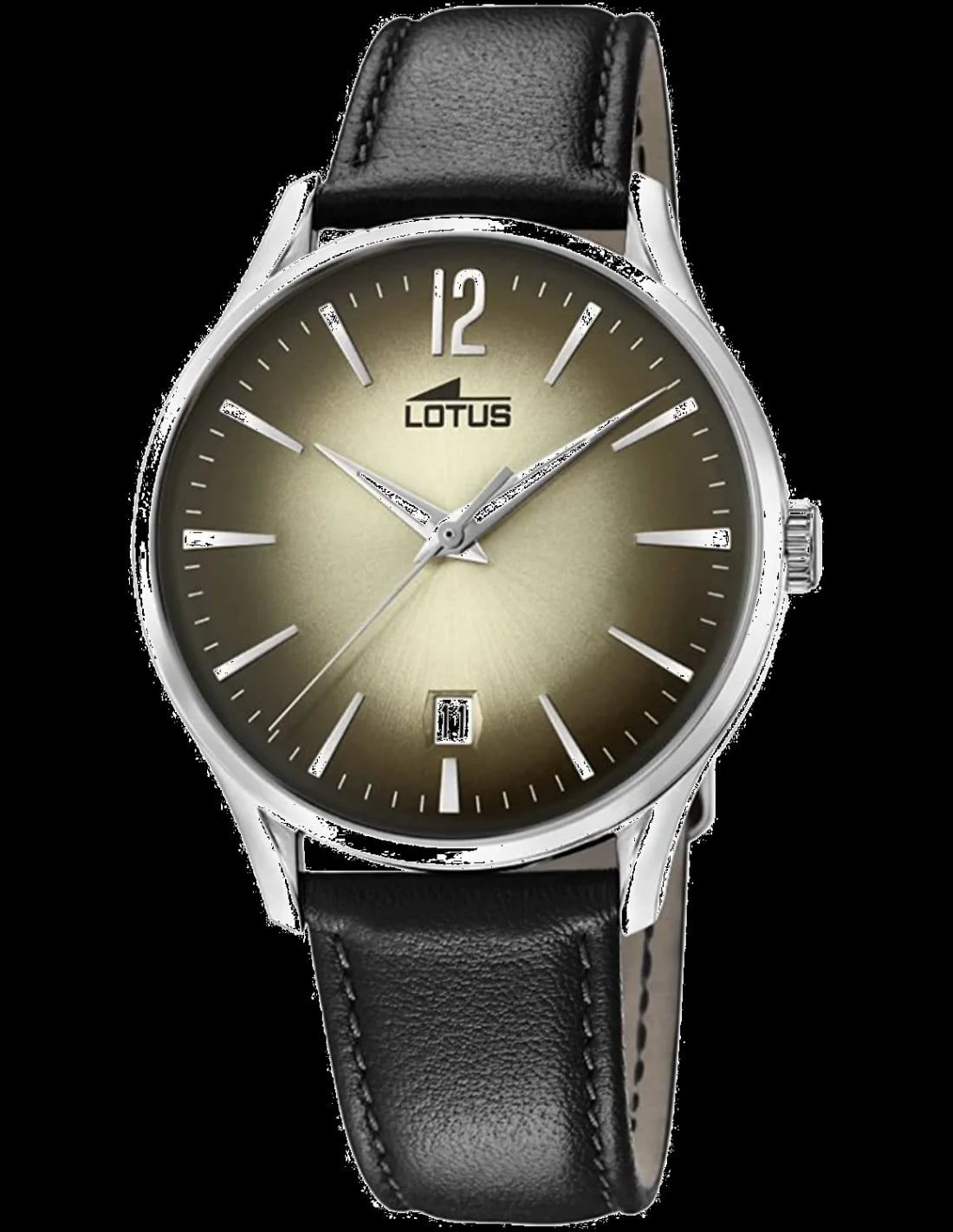 Montre Lotus L18402/2 cadran noir sunburst, aiguilles et index blancs, style épuré et moderne, look sport chic