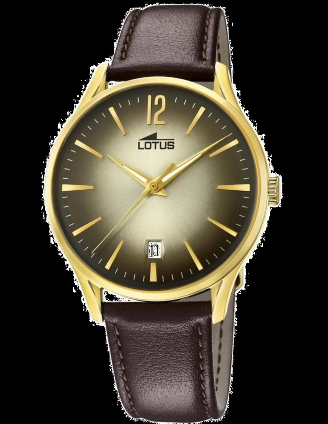 Montre Lotus L18403/2 au cadran noir soleil, aiguilles luminescentes et index bâtons, style sport chic