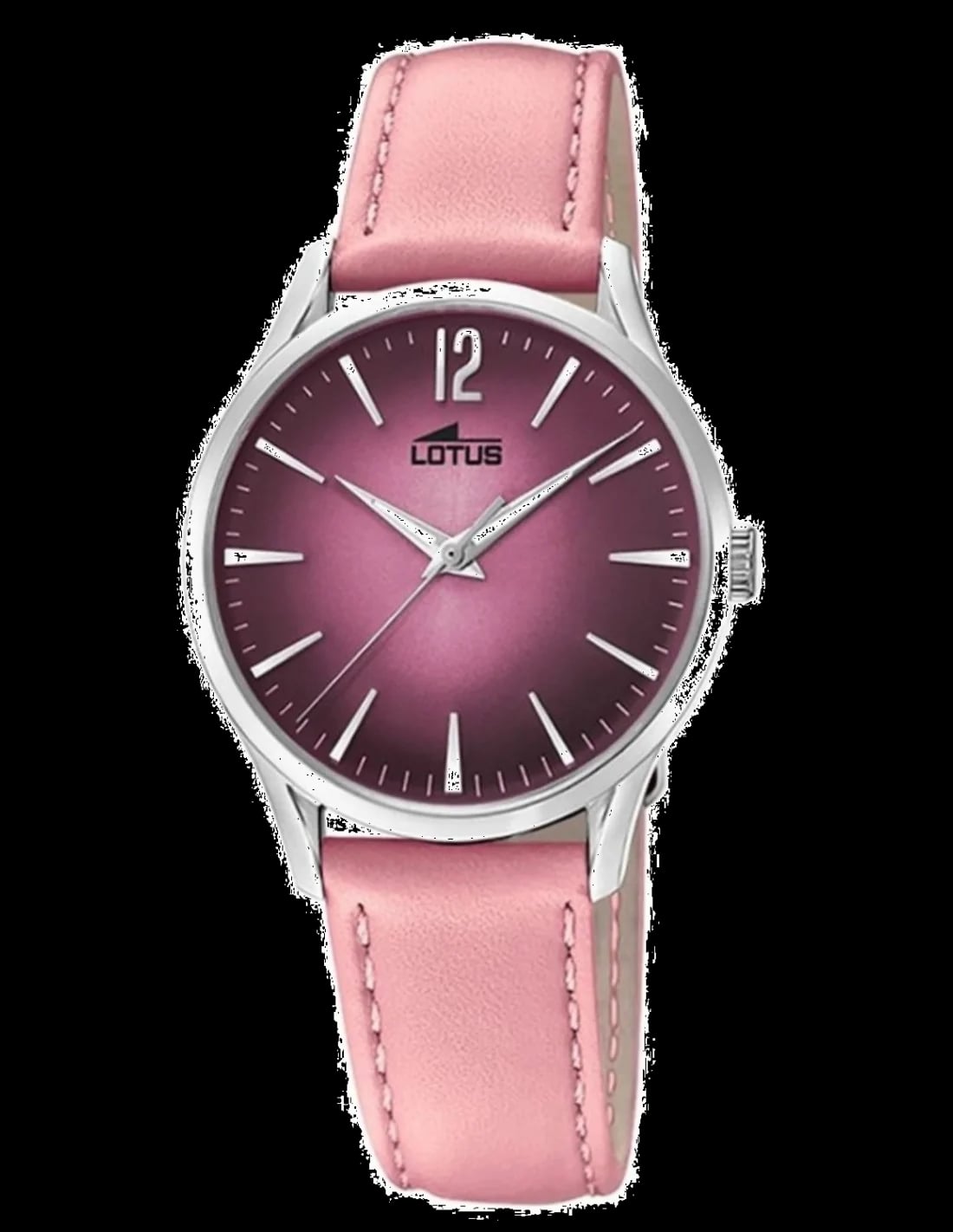 Montre Lotus L18406/2 cadran rose soleil avec index dorés et aiguilles fines style vintage