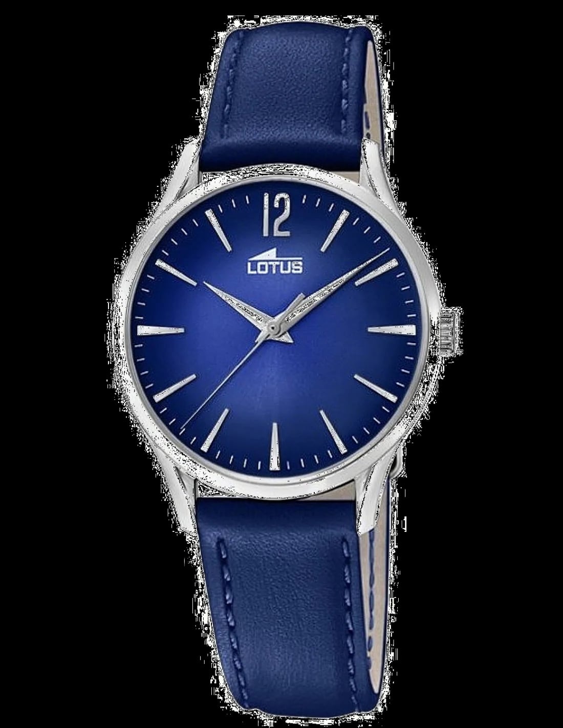 Montre Lotus L18406/5 au cadran bleu soleil avec aiguilles dorées et index bâtons