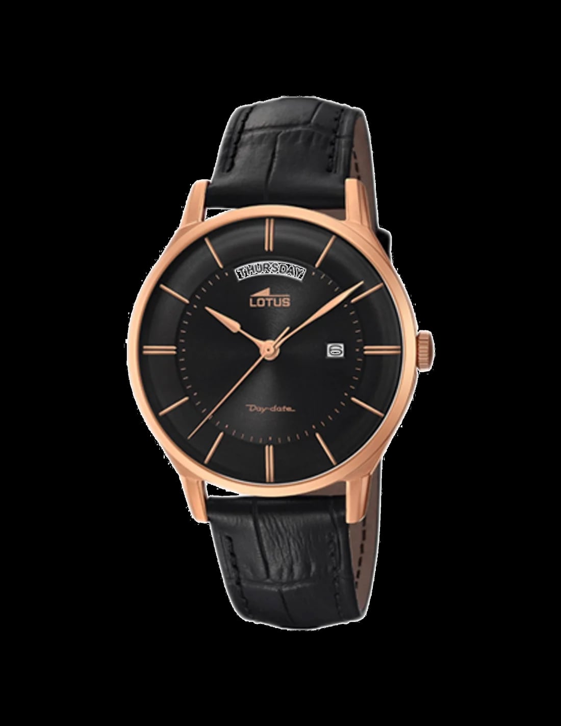 Montre Lotus L18422/2 cadran noir profond avec index bâtons argentés et aiguilles luminescentes style sport-chic