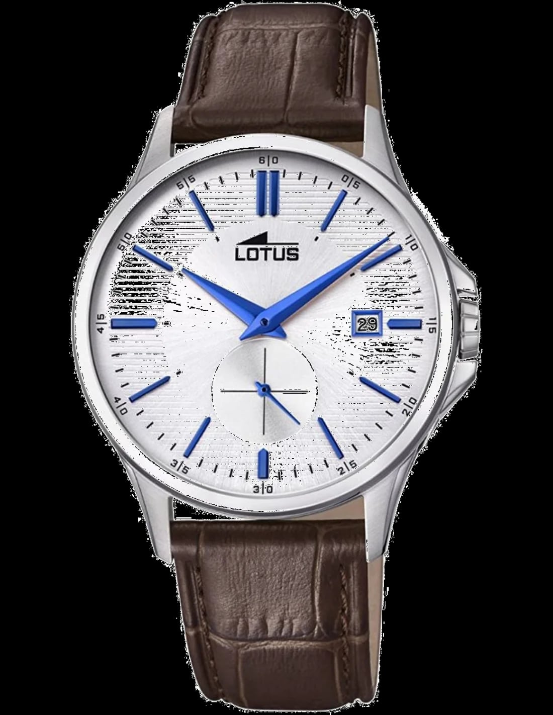 Montre Lotus L18424/1 cadran bleu soleil avec index bâtons et aiguilles argentées, style classique épuré