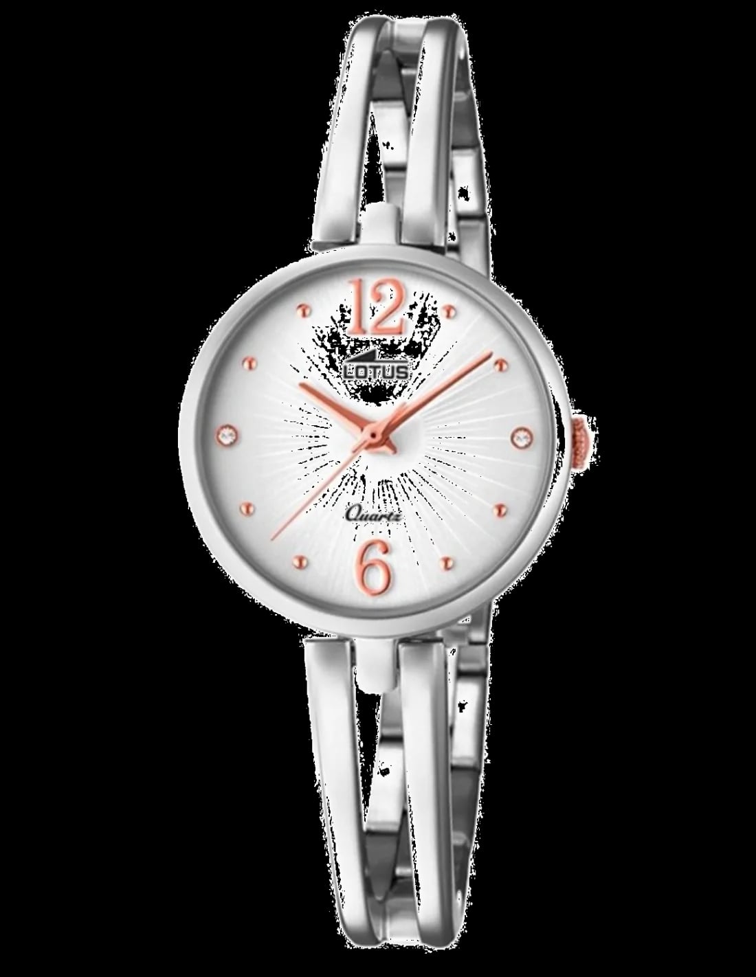 Montre Lotus L18442/1 cadran argent brossé avec index bâtons et aiguilles dorés, style élégant et minimaliste