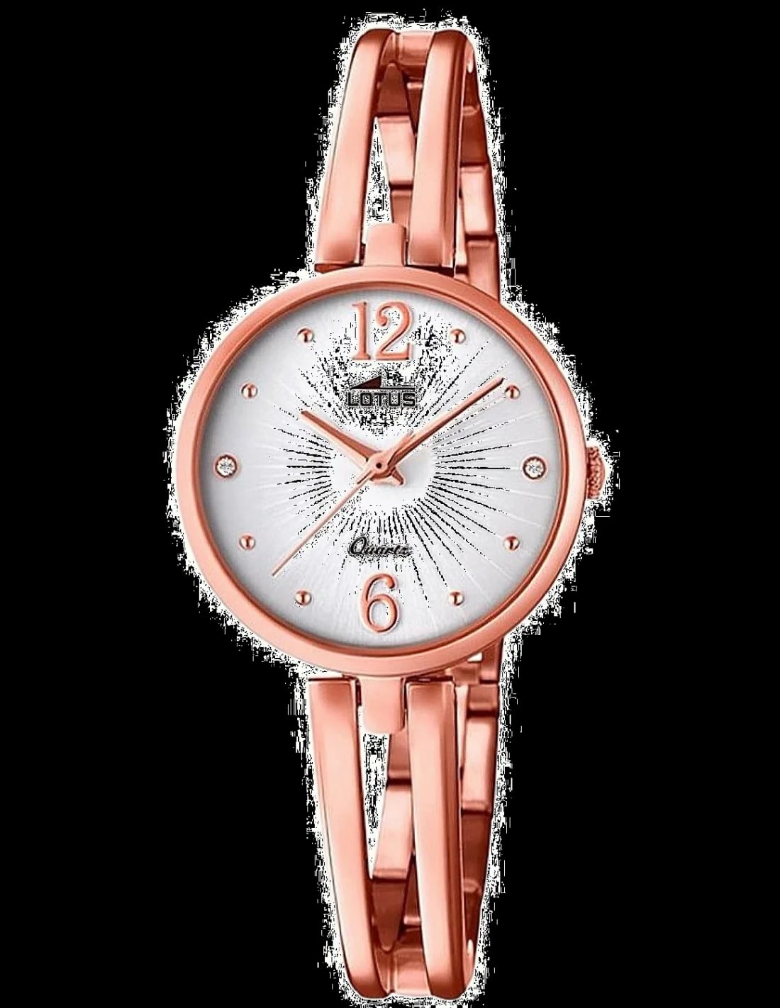 Montre Lotus L18444/1 cadran blanc nacré avec index dorés et aiguilles en or rose, style élégant