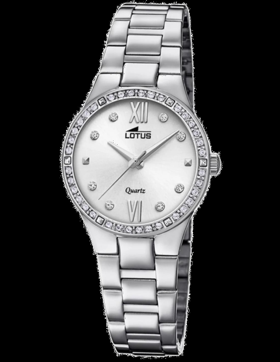 Montre Lotus L18460/1 au cadran blanc nacré avec index dorés et aiguilles bâton, style élégant et classique