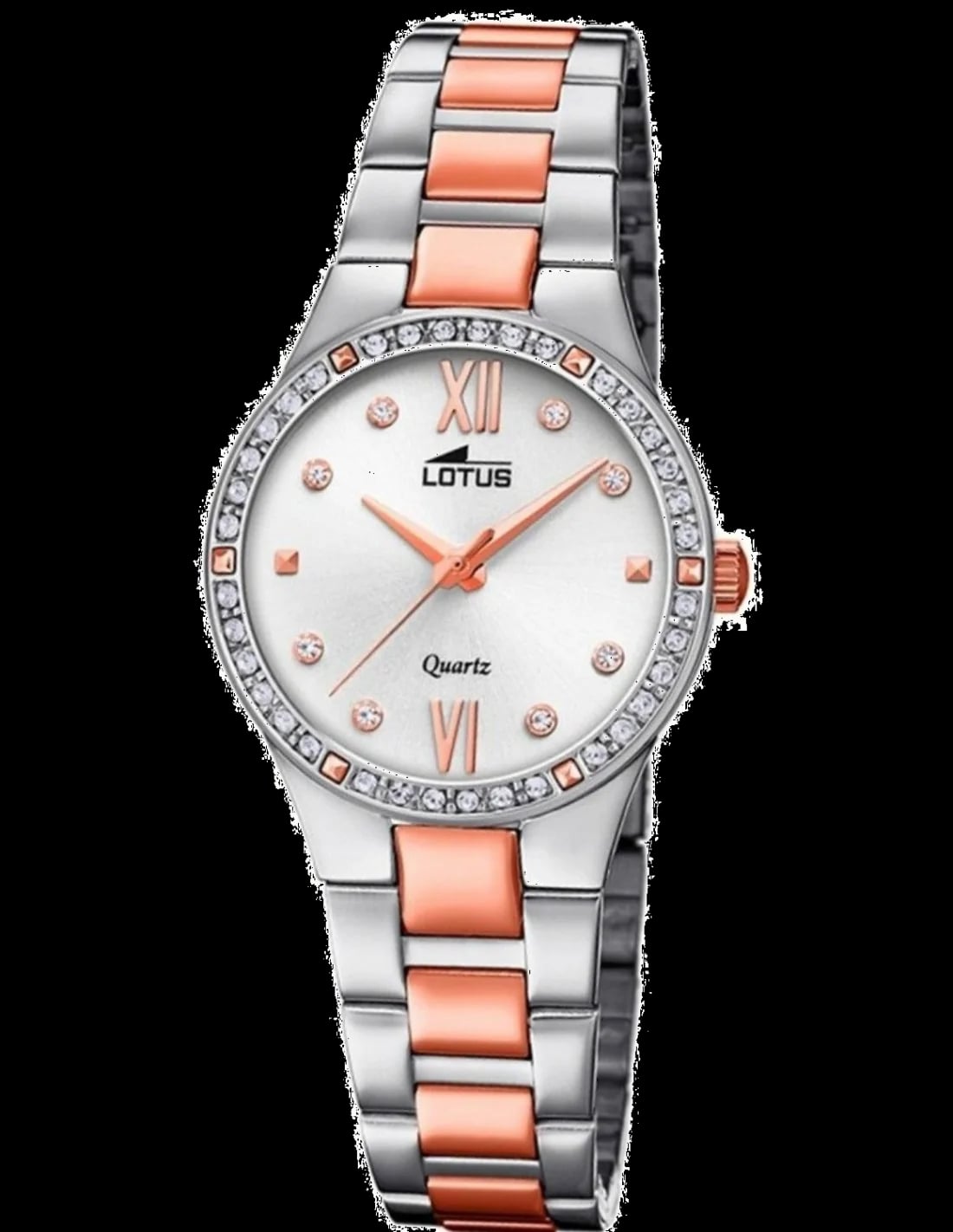 Montre Lotus L18461/2 avec cadran blanc nacré et index dorés sur fond or rose