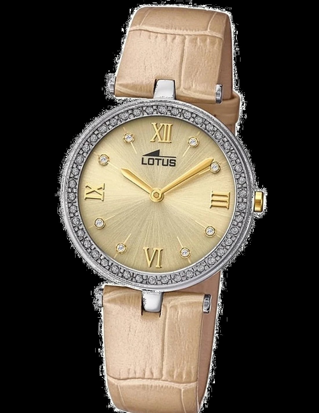 Montre Lotus L18462/2 avec cadran blanc nacré et index dorés style classique féminin