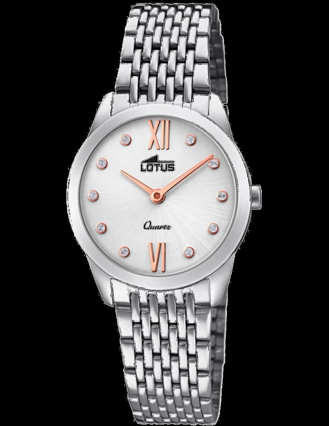 Montre Lotus L18476/1 au cadran blanc minimaliste, aiguilles dorées et index bâtons, style chic et épuré