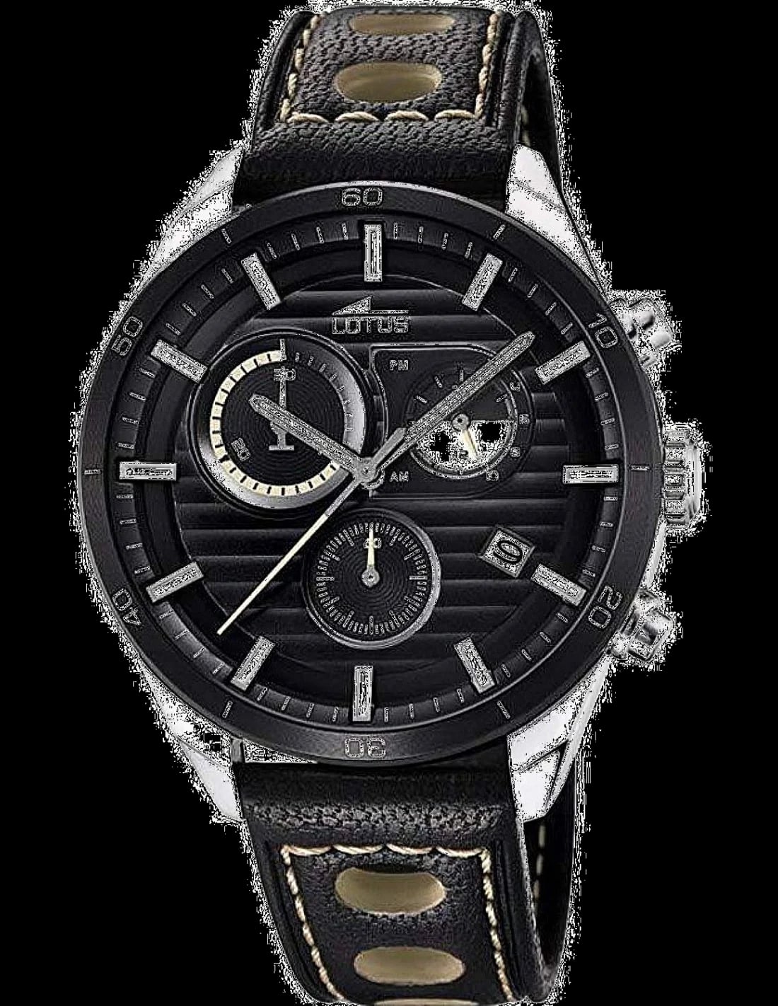 Montre Lotus L18531/1 cadran noir avec compteurs chronographe et date à 4h