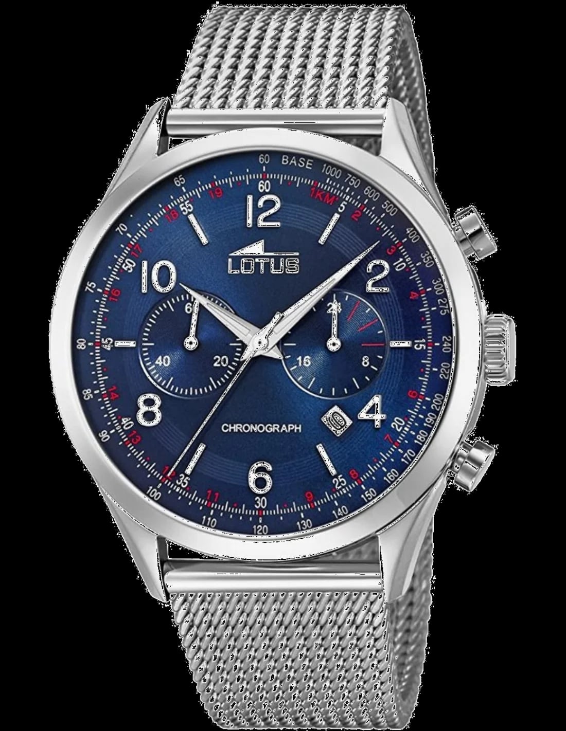 Montre Lotus L18555/3 cadran bleu soleil avec aiguilles argentées et index bâtons, style élégant décontracté