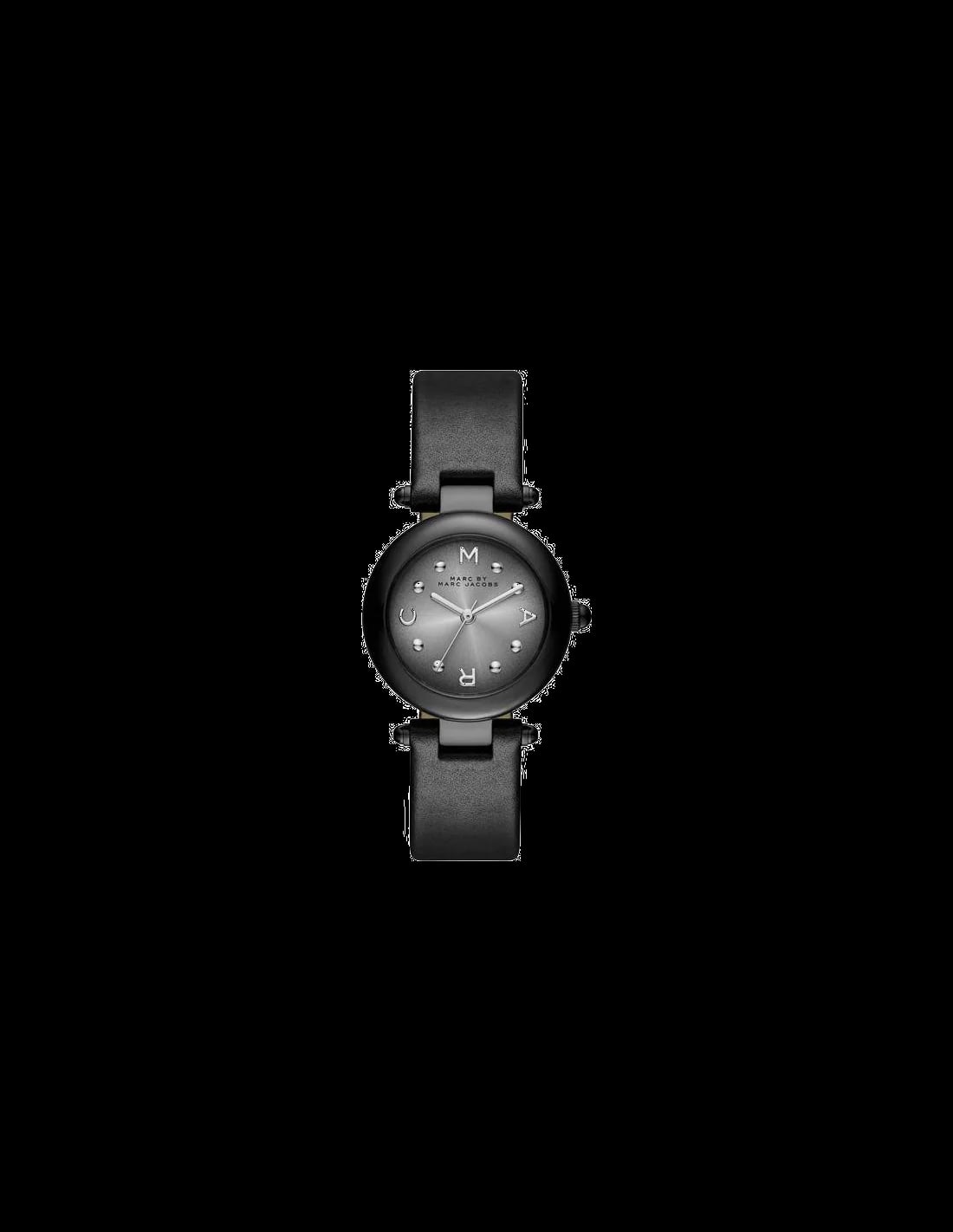 Montre Marc Jacobs MJ1415 boîtier rond noir et cadran noir avec aiguilles dorées
