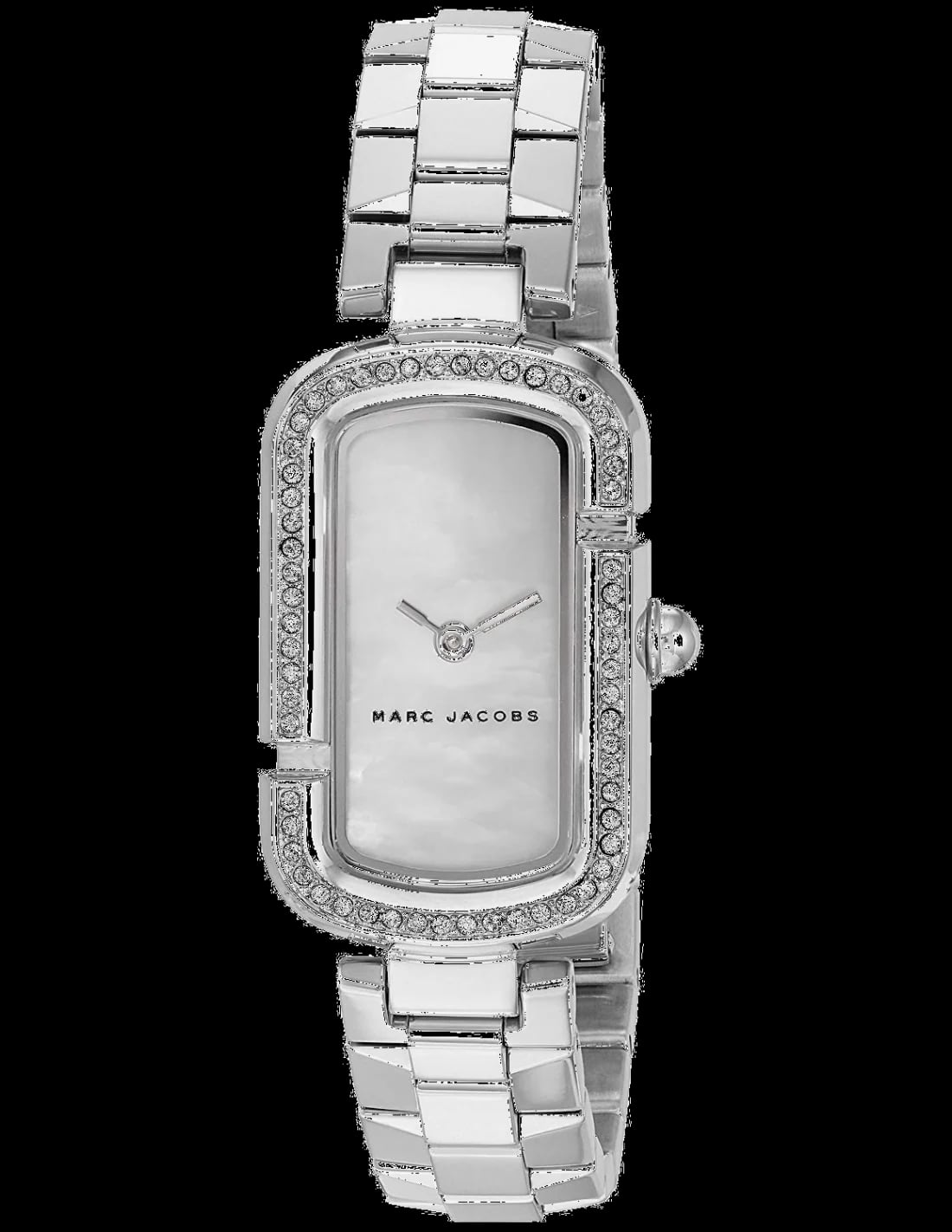 Montre Marc Jacobs MJ3535 argentée cadran blanc pur aiguilles fines index bâtons minimalistes
