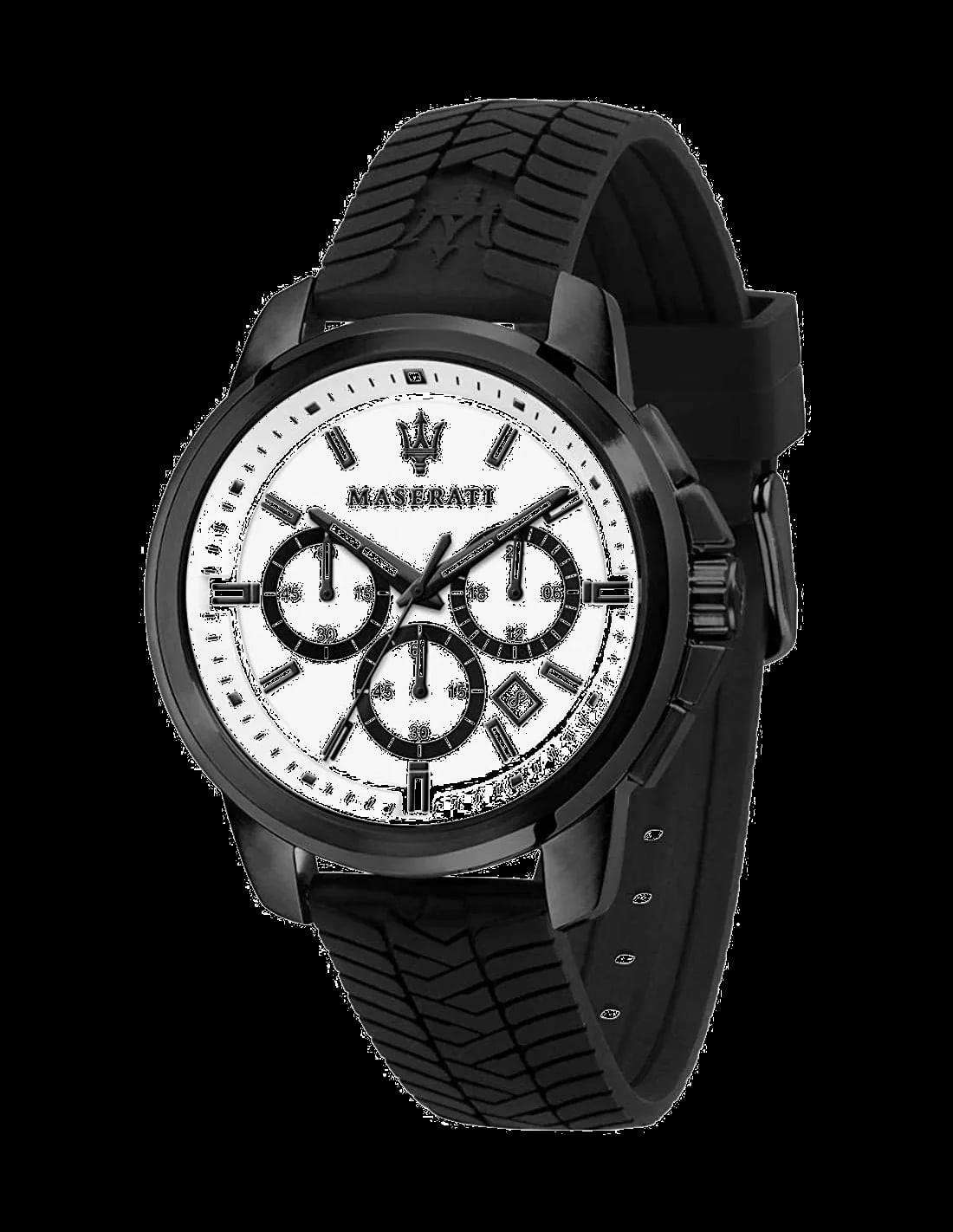 Montre Maserati R8871621010 homme cadran blanc bracelet caoutchouc / silicone